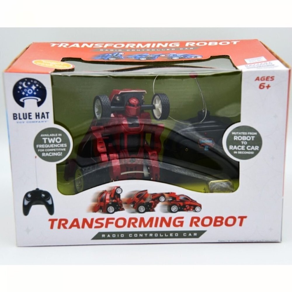 Red Transforming Robot Radio Controlled Car Robot To Racecar